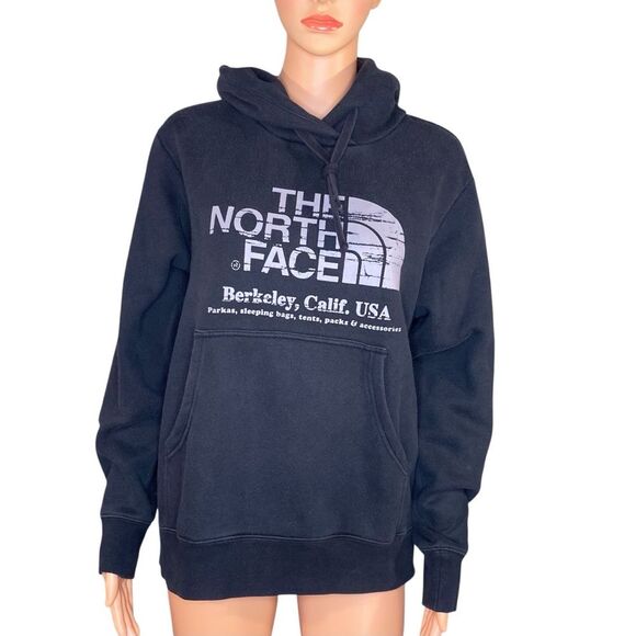 The North Face Black Gray Hoodie Womens Size Med Drawstring Hood with Pocket - Picture 1 of 3